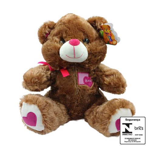Urso de Pelúcia com Laço 30cm Fizzy