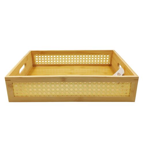 Bandeja Retangular C/ Alça 40x28cm em Bambu FWB