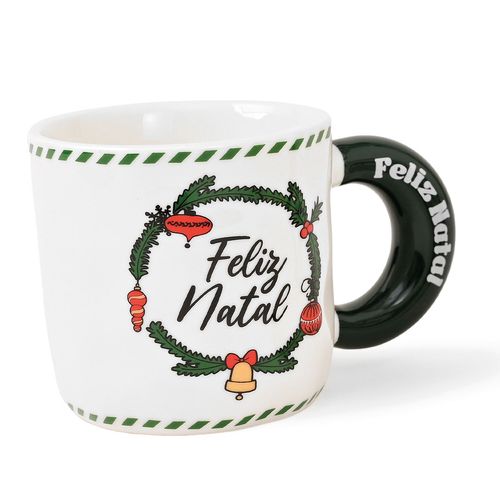Caneca Feliz Natal 350ml em Cerâmica Wincy