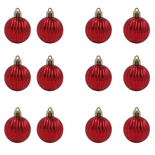 Jogo de Bolas Natalinas 12 Peças 4cm em Plástico Rio Master