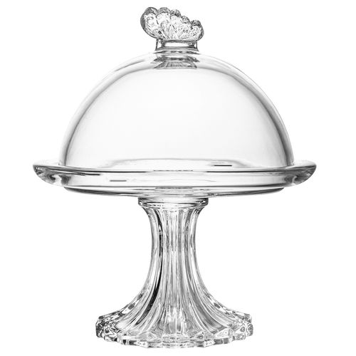 Prato P/ Doce C/ Pé Butterfly 18x15cm em Cristal Wolff