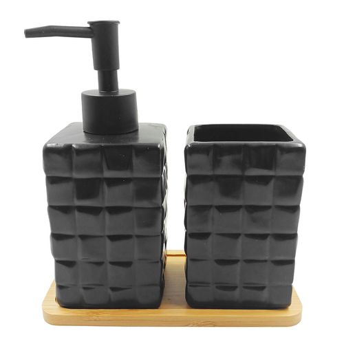 Kit Banheiro Relevo 3 Peças em Porcelana FWB