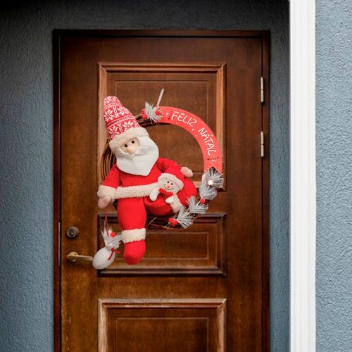 Guirlanda Papai Noel 35cm em Poliéster Rio Master