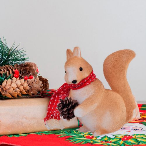 Esquilo Decorativo Natalino 21x11x20cm em Isopor Fartex