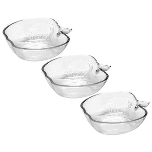 Jogo de Tigelas Maçã 3 Peças em Vidro Rio de Ouro