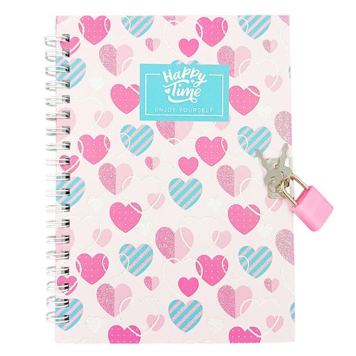 Diário Coração C/ Cadeado 11,2x17,4cm em Papel Interponte