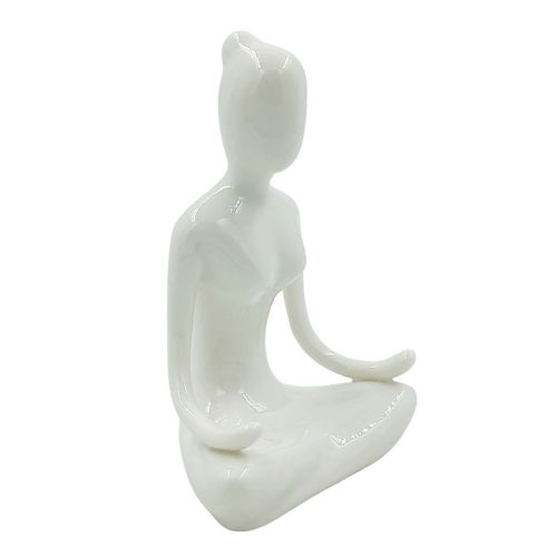 Mulher Yoga Decorativa 13,5x7,5cm em Porcelana Youbai