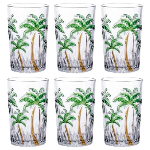 Jogo De Copos Palm Tree 6 Peças 350ml em Vidro Kehome