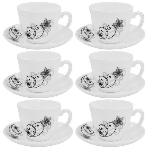 Jogo de Xícaras Camber Black 12 Peças 220ml em Vidro Fratelli