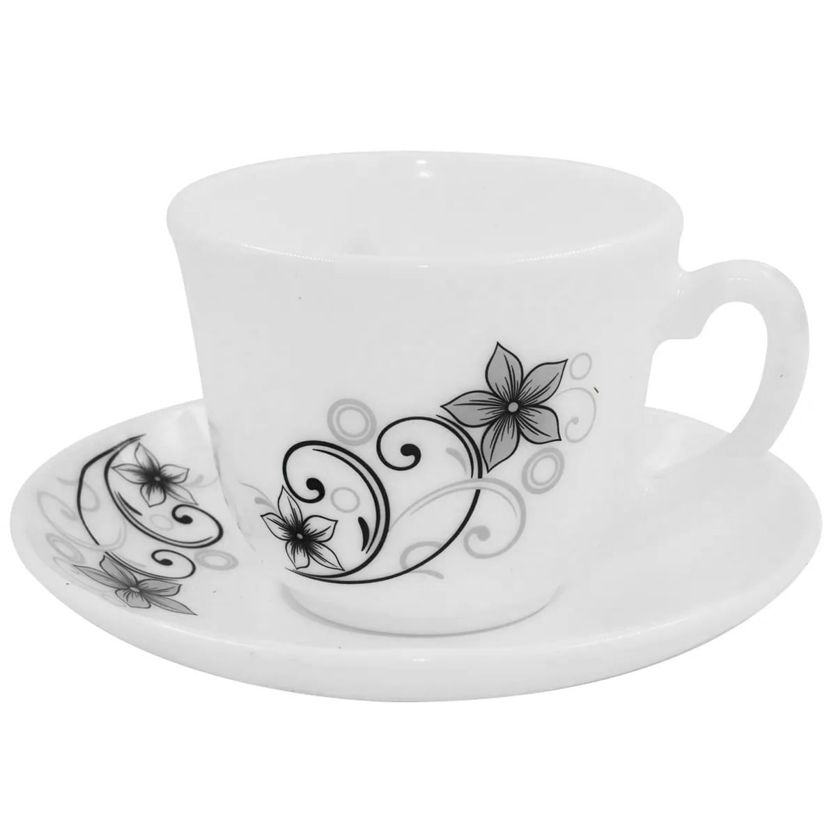 Encontraproduto.com.br - Jogo De Xícaras De Chá Café Indiana 12 Peças Com Pires De Vidro Camber Black