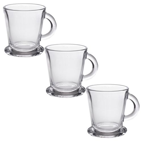 Jogo de Xícaras Glossy 3 Peças 80ml em Vidro Wincy