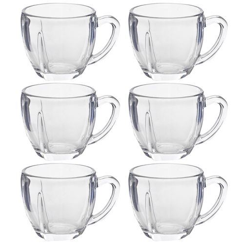 Jogo de Xícaras Mug 6 Peças 110ml em Vidro Wincy