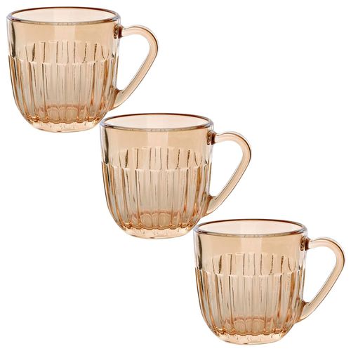 Jogo de Xícaras Athena 3 Peças 280ml em Vidro Wincy