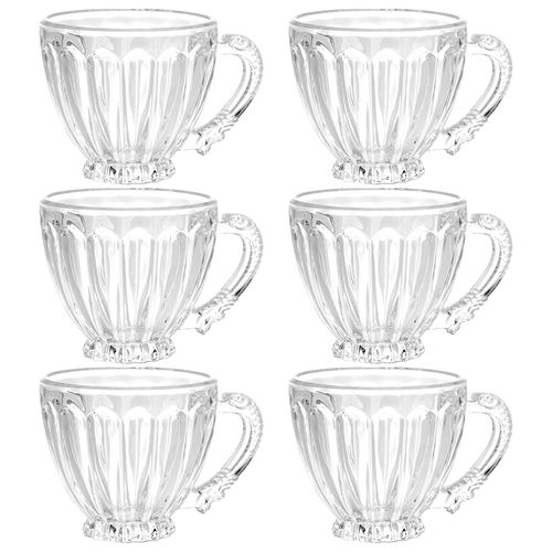 Jogo de Xícaras Itália 6 Peças 200ml em Vidro Kehome