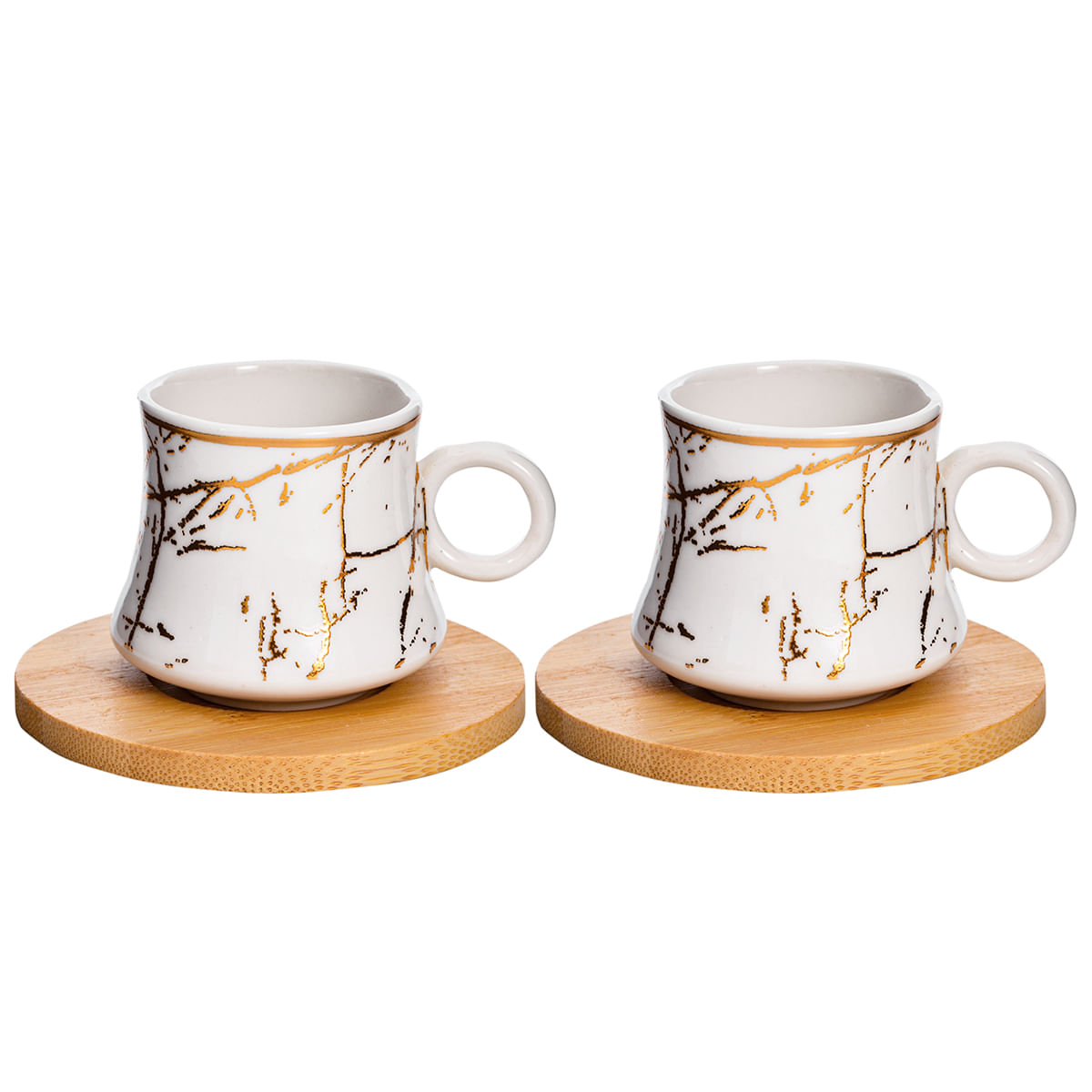 Jogo de Xícaras Norway 4 Peças 80ml em Porcelana e Bambu Wincy