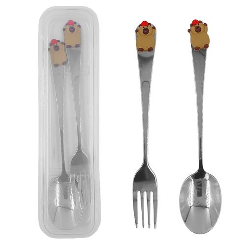 Kit Talher Capivara 2 Peças 17,5cm em Aço Inox Megagift