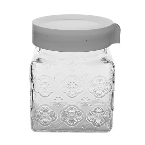 Jogo de Potes Floral 3 Peças em Vidro Fu Xing