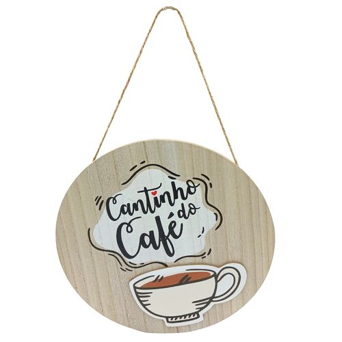 Placa Redonda Cantinho do Café 30cm em MDF Livon