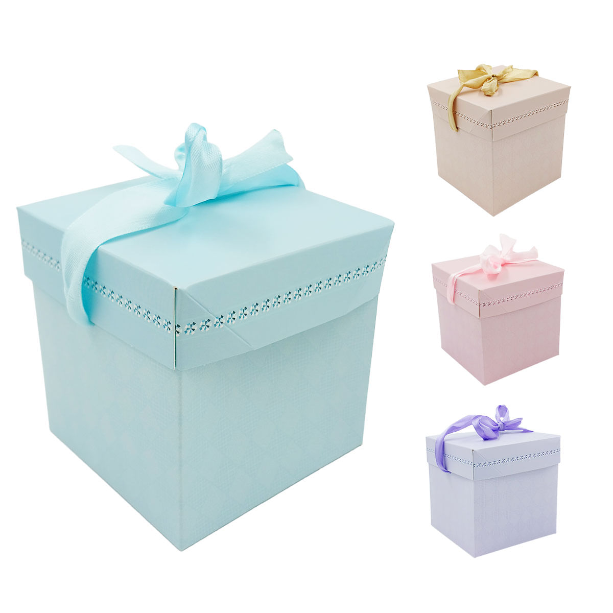 Caixa P/ Presente Quadriculada 10x10cm em Papel Kit Girl