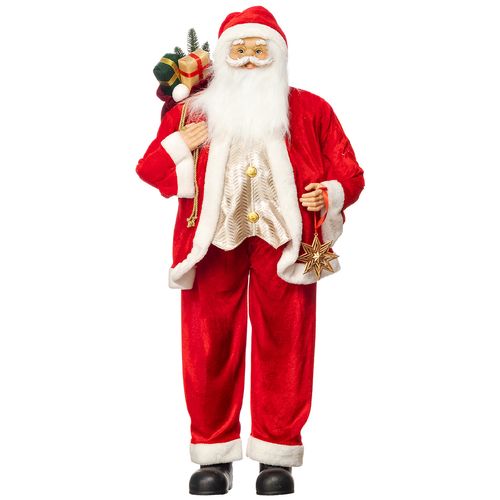 Papai Noel C/ Estrela e Presentes 110cm em Poliéster Bela Flor