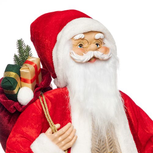 Papai Noel C/ Estrela e Presentes 80cm em Poliéster Bela Flor