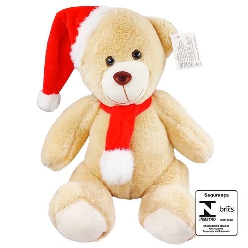 Urso Noel de Pelúcia 25cm em Poliéster Multiart