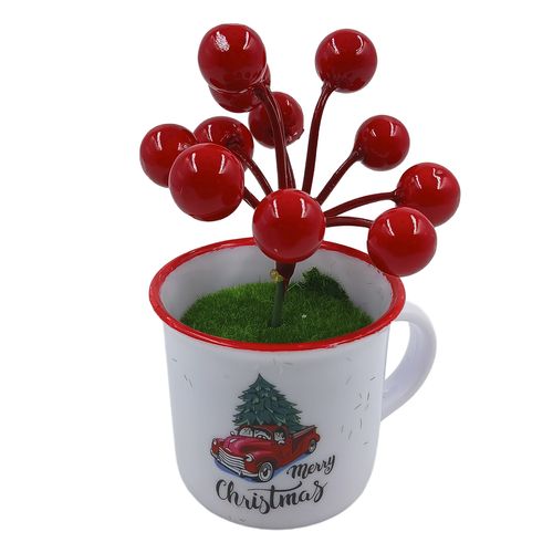 Enfeite Árvore Natalina na Caneca 10cm em Plástico Amigold