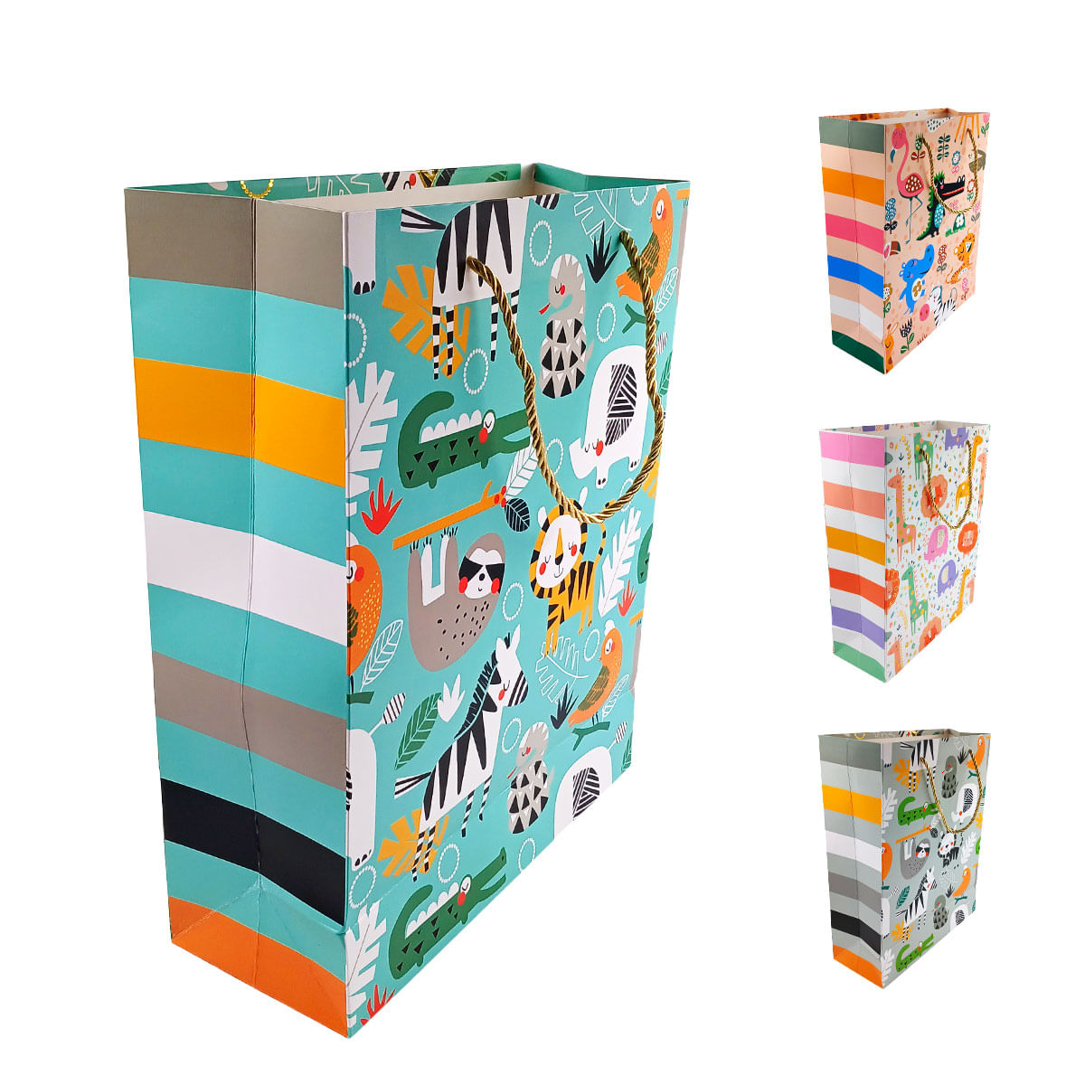 Sacola P/ Presente Zoo 26x32cm em Papel Kit Girl