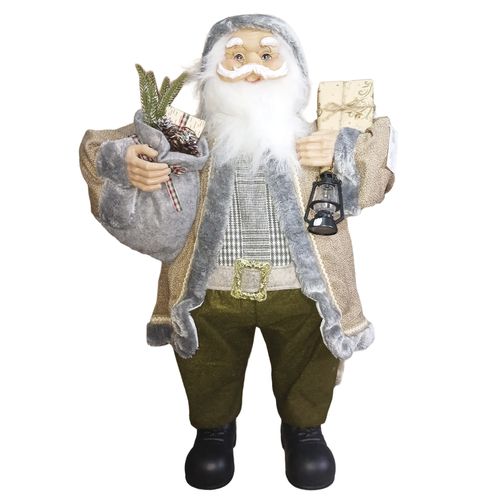 Papai Noel C/ Presente 80cm em Poliéster Bela Flor