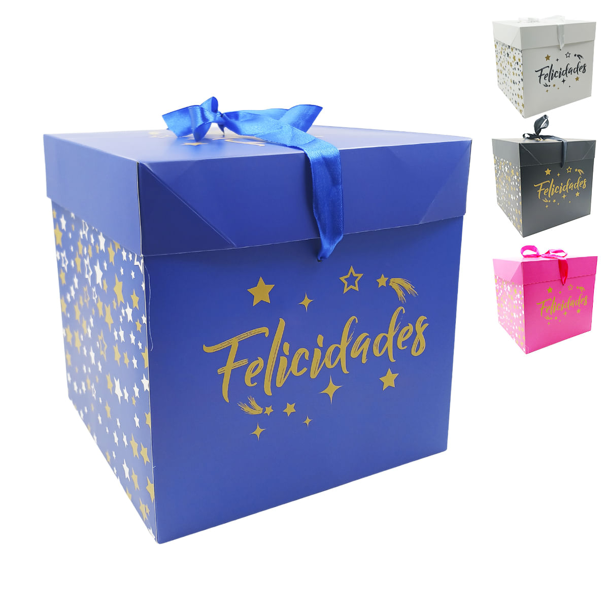 Caixa P/ Presente Felicidades 15x15cm em Papel Kit Girl