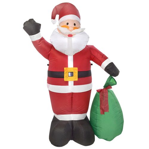 Papai Noel Inflável C/ LED 125x175cm em Plástico Mabruk