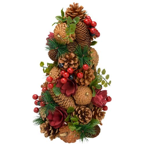 Árvore de Natal C/ Pinha Decorativo 34cm em Plástico Mabruk