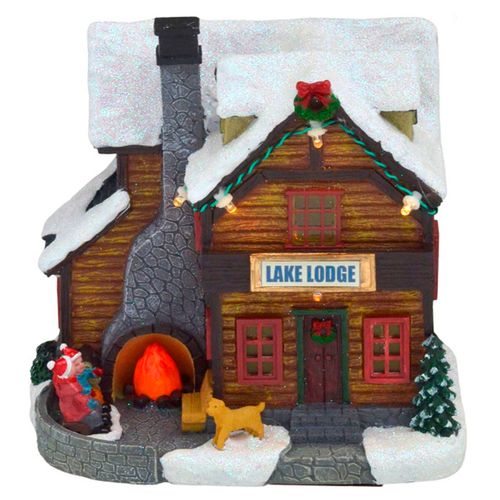 Cenário Natalino Lake Lodge C/ LED 15,5x16cm em Resina Mabruk