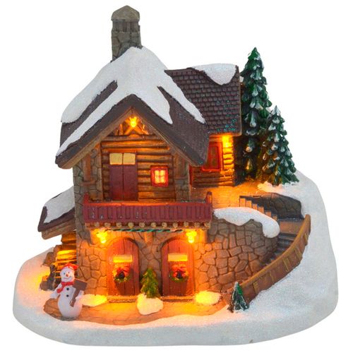 Cenário Casa Natalina Decorativa 20x17cm em Resina Mabruk