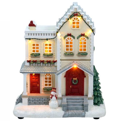 Cenário Casa Natalina Musical C/ LED 26,5cm em Resina Mabruk