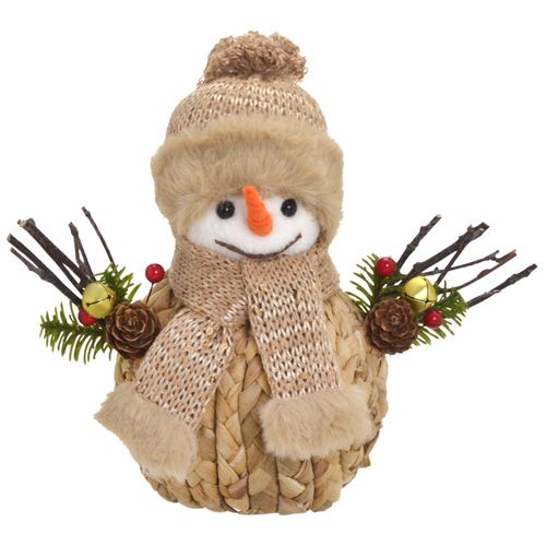 Boneco de Neve Decorativo 19cm em Palha Mabruk