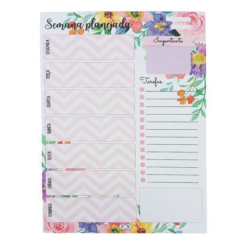 Bloco de Anotação Minha Semana C/ Imã 21cm em Papel Fu Xing