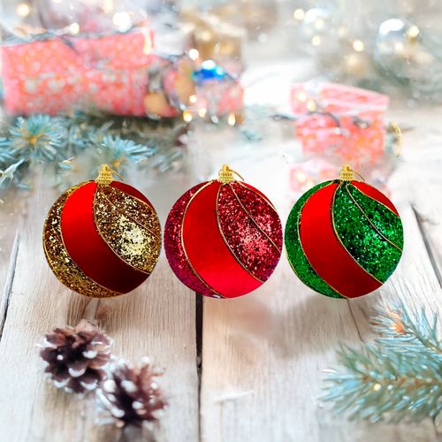 Bola de Natal Glitter 8cm em Plástico Multiart