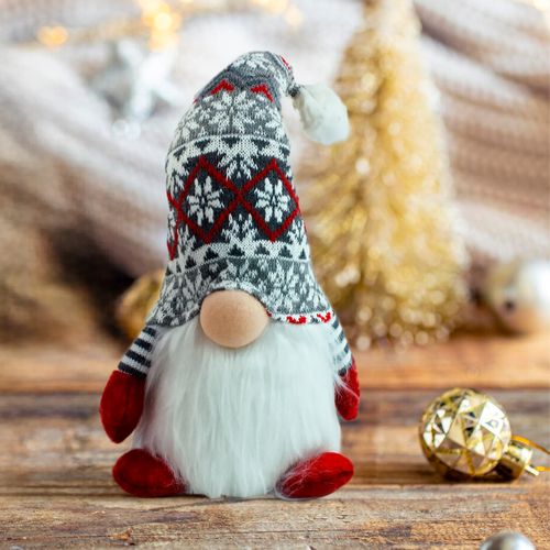 Gnomo Natalino Decorativo C/ Luz 30cm em Poliéster Mabruk