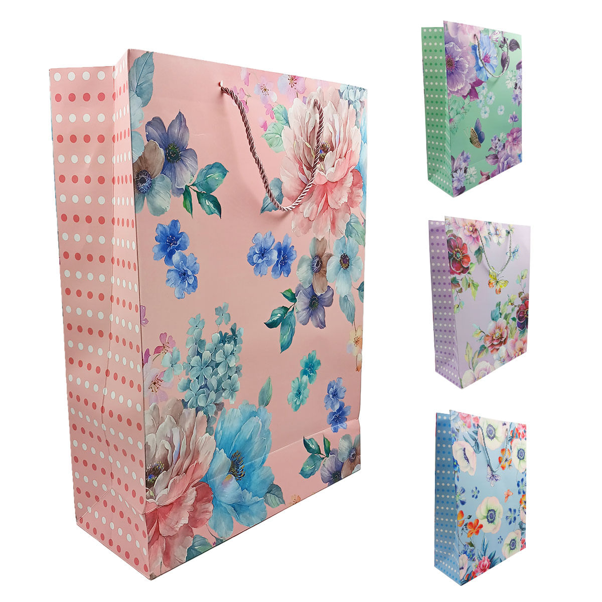 Sacola P/ Presente Floral 26x32cm em Papel Kit Girl