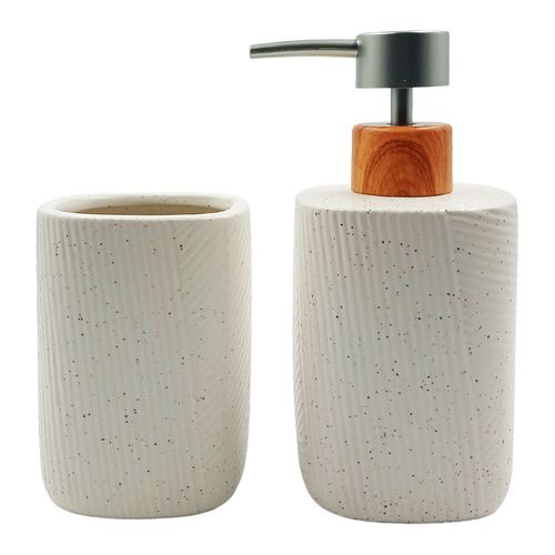 Kit Banheiro Relevo 2 Peças em Cerâmica Dcarte