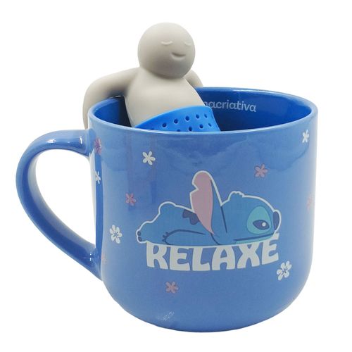 Caneca C/ Infusor Stitch 350ml em Cerâmica Zona Criativa