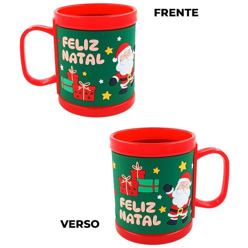 Caneca Infantil Papai Noel 320ml em Plástico Multiart