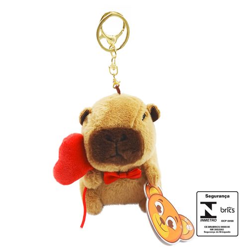 Chaveiro de Pelúcia Capivara 11,5cm em Poliéster BBR Toy's