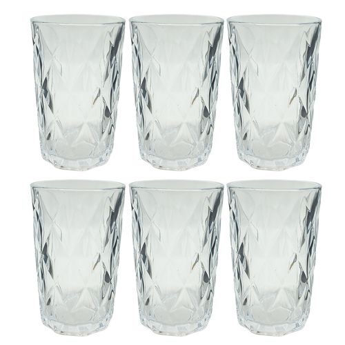 Jogo de Copos Diamond 6 Peças 370ml em Vidro Milk