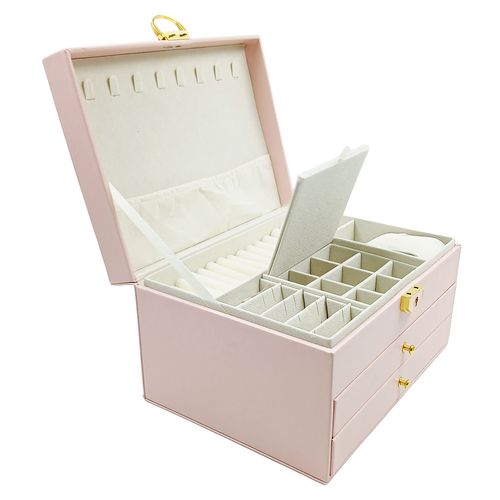 Porta Jóias Secret C/ 3 Divisórias 23x13cm em Plástico Kehome