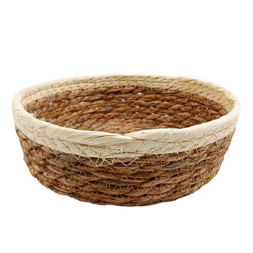 Cesta Redonda Decorativa 19x7cm em Fibra Natural Milk