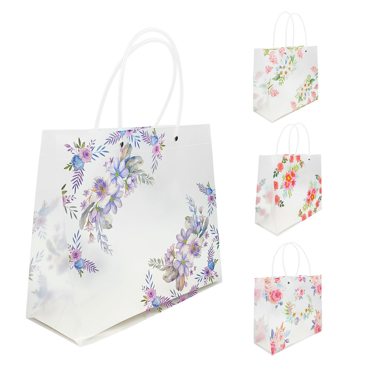 Sacola P/ Presente Floral 30x26cm em Plástico JML
