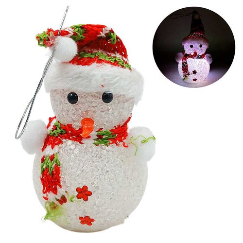 Boneco de Neve C/ LED 18cm em Plástico Multiart