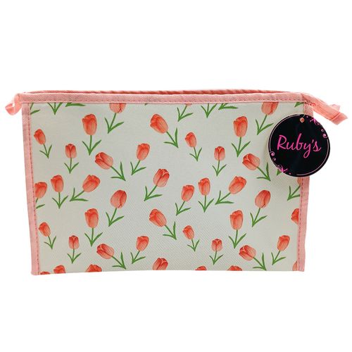 Nécessaire Flores 27x17cm em Poliéster Rubys